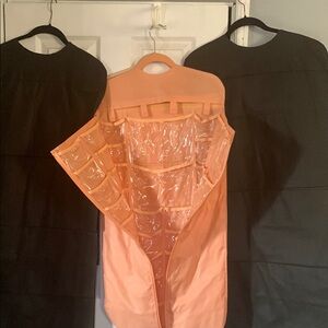 NWOT Peach Hanging Jewelry Organizer plus 2 black shoes organizers